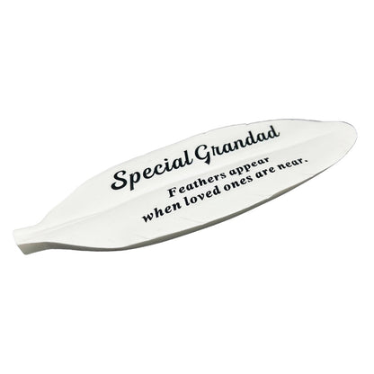 Special Grandad Feather Graveside Grave Memorial Ornament Verse Plaque Feathers appear when loved ones are near