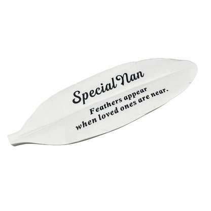 Special Nan Feather Graveside Grave Memorial Ornament Verse Plaque Feathers appear when loved ones are near