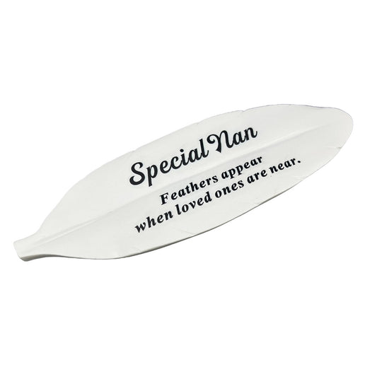 Special Nan Feather Graveside Grave Memorial Ornament Verse Plaque Feathers appear when loved ones are near