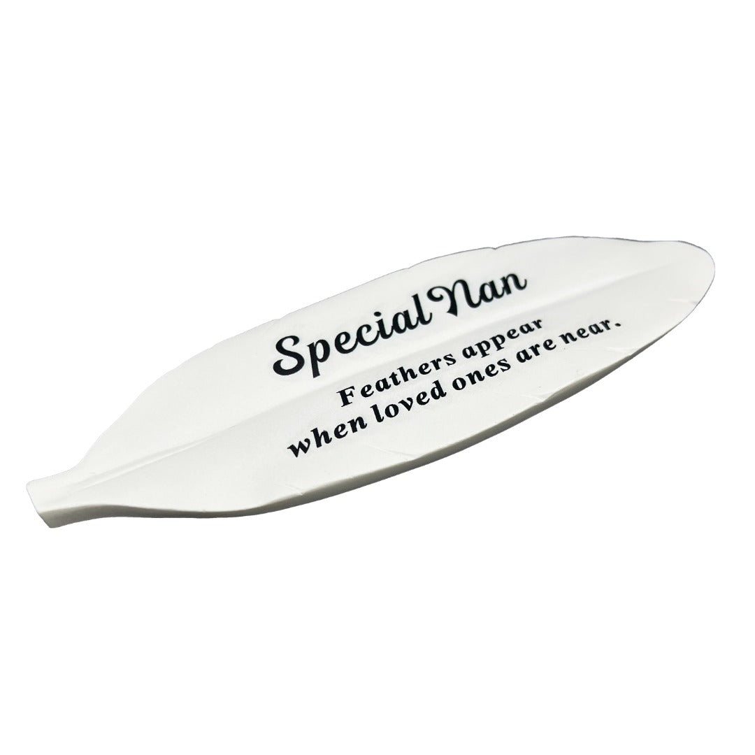 Special Nan Feather Graveside Grave Memorial Ornament Verse Plaque Feathers appear when loved ones are near