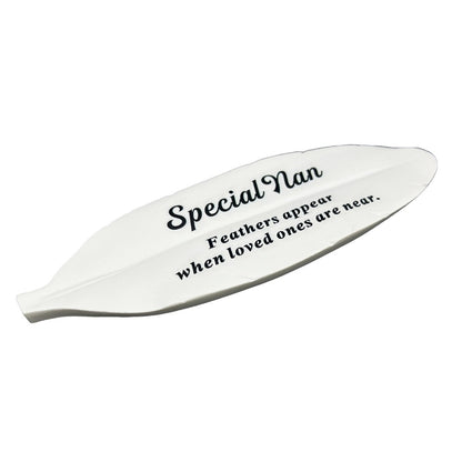 Special Nan Feather Graveside Grave Memorial Ornament Verse Plaque Feathers appear when loved ones are near