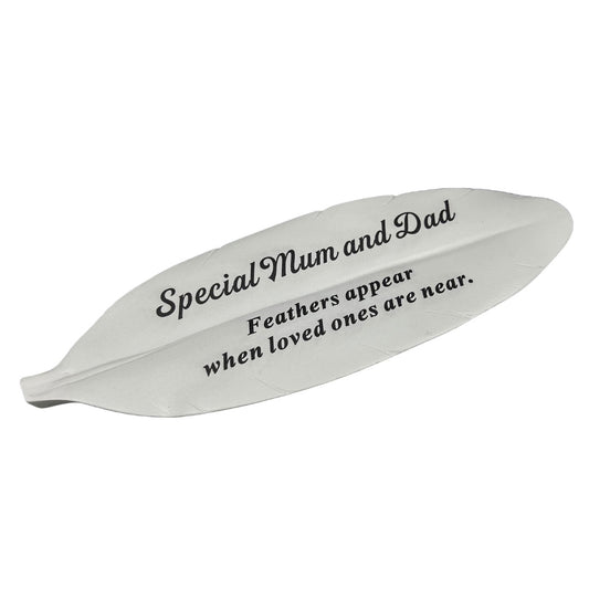 Special Mum and Dad Feather Graveside Memorial Plaque