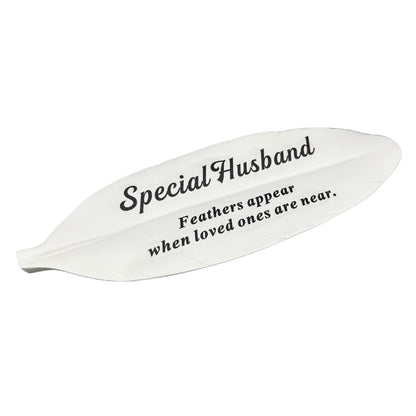 Special Husband white feather memorial plaque front view