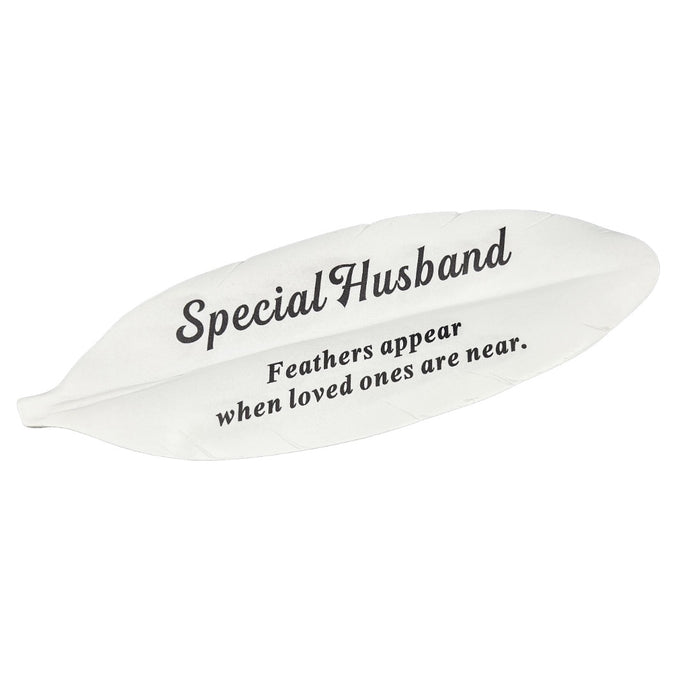 Special Husband Feather Graveside Grave Memorial Ornament Verse Plaque Feathers appear when loved ones are near