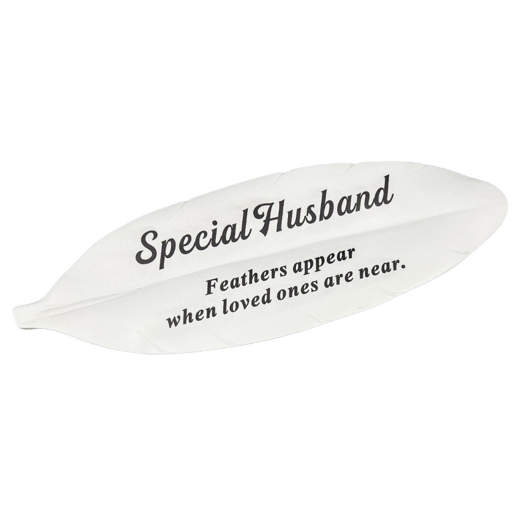Special Husband white feather memorial plaque