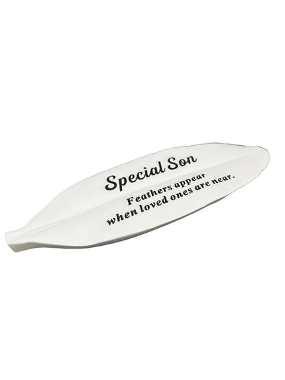 Special Son Feather Graveside Grave Memorial Ornament Verse Plaque Feathers appear when loved ones are near