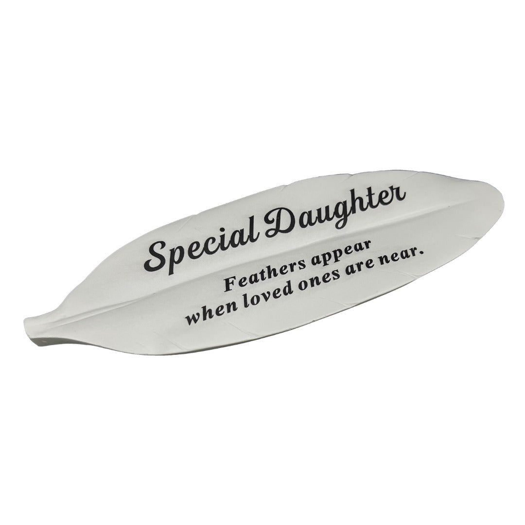Special Daughter white feather memorial plaque