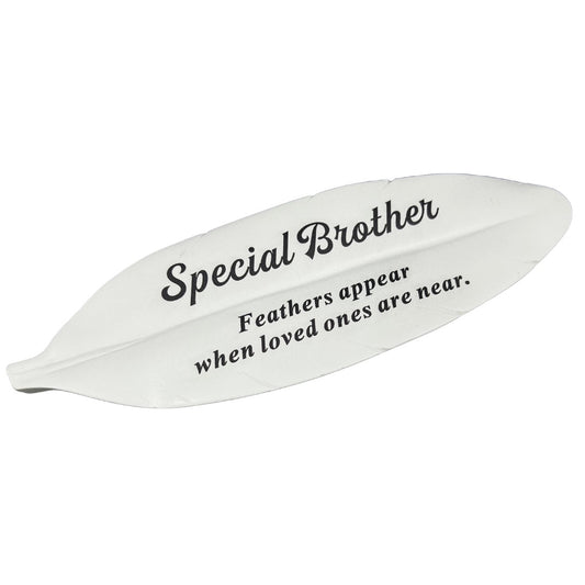 Special Brother white feather memorial plaque