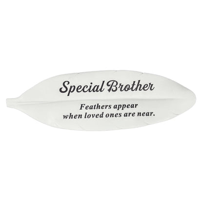 Special Brother Feather Graveside Grave Memorial Ornament Verse Plaque Feathers appear when loved ones are near