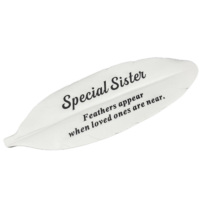 Special Sister Feather Graveside Grave Memorial Ornament Verse Plaque Feathers appear when loved ones are near