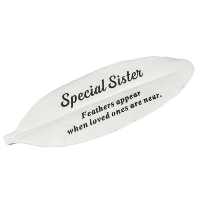 Special Sister white feather memorial plaque