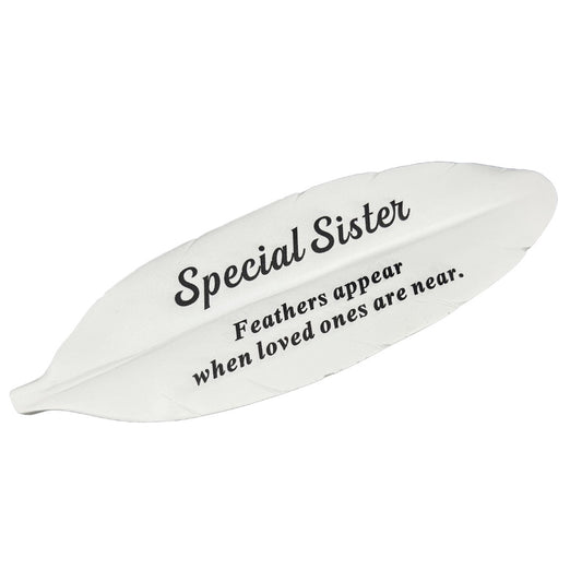 Special Sister white feather memorial plaque