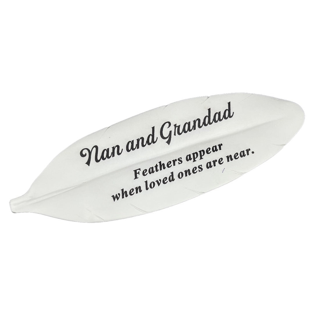 Special Nan and Grandad Feather Graveside Grave Memorial Ornament Verse Plaque Feathers appear when loved ones are near
