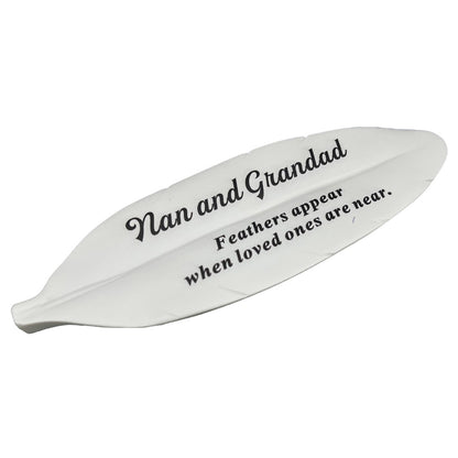 Special Nan and Grandad Feather Graveside Grave Memorial Ornament Verse Plaque Feathers appear when loved ones are near