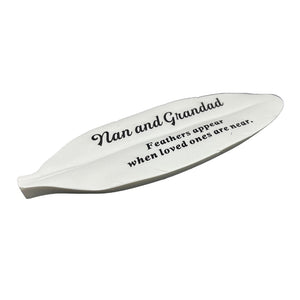 Special Nan and Grandad Feather Graveside Grave Memorial Ornament Verse Plaque Feathers appear when loved ones are near