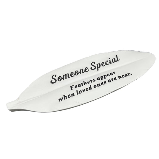 Someone Special white feather memorial plaque