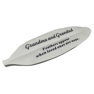 Special Grandma and Grandad Feather Graveside Grave Memorial Ornament Verse Plaque Feathers appear when loved ones are near