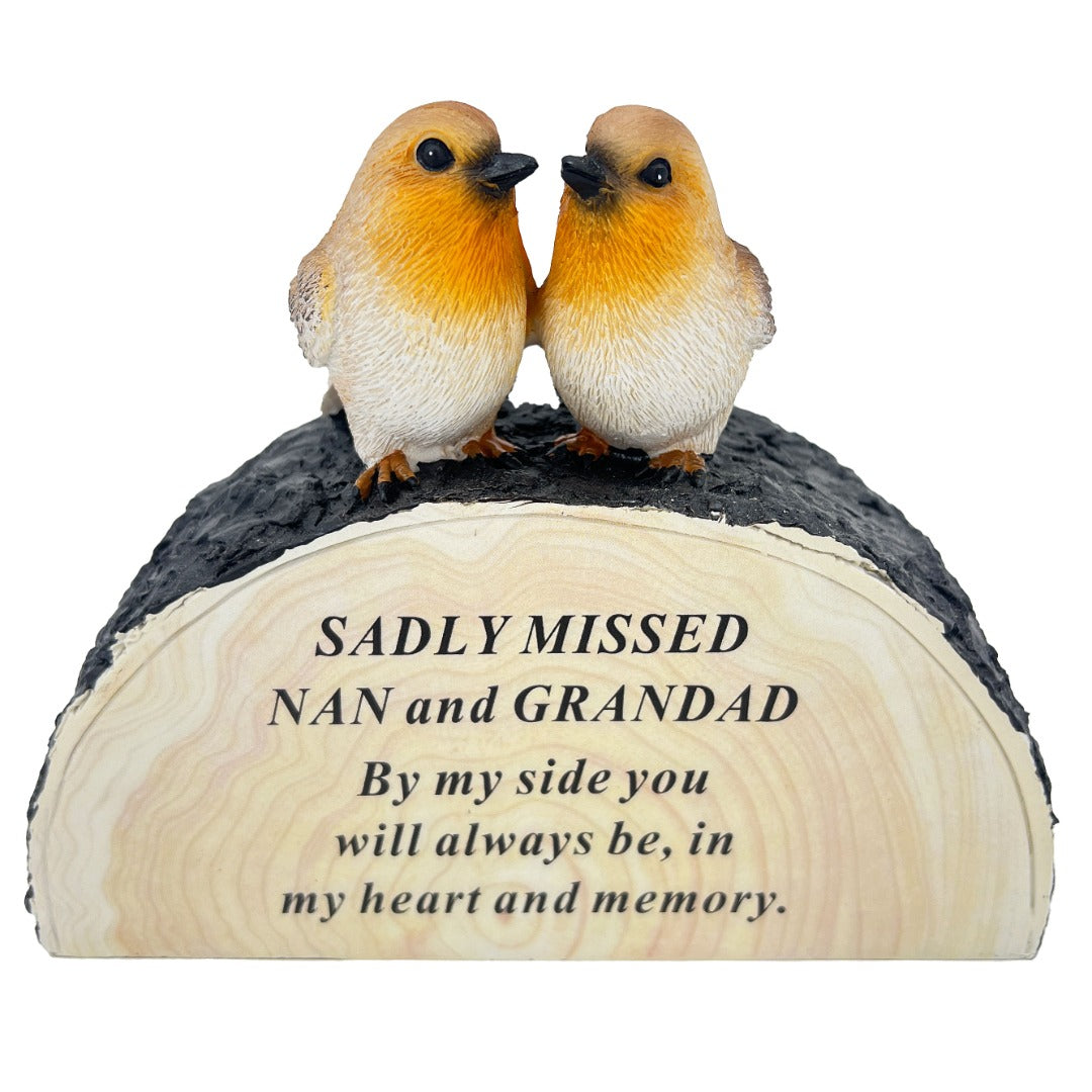 Special Nan and Grandad Graveside Memorial Robin Bird Grave Plaque Ornament Decoration Sadly Missed