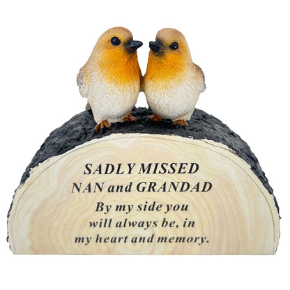 Special Nan and Grandad Graveside Memorial Robin Bird Grave Plaque Ornament Decoration Sadly Missed