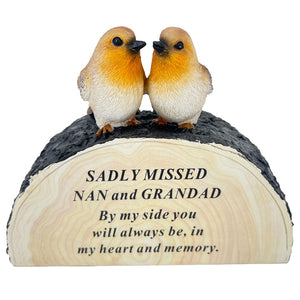 Special Nan and Grandad Graveside Memorial Robin Bird Grave Plaque Ornament Decoration Sadly Missed