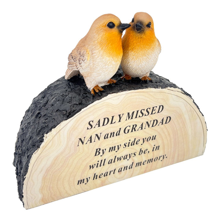 Special Nan and Grandad Graveside Memorial Robin Bird Grave Plaque Ornament Decoration Sadly Missed