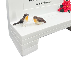 Dear Mum and Dad Christmas Robin Graveside Memorial Bench Grave Plaque Ornament Decoration Xmas Poinsettia Flowers