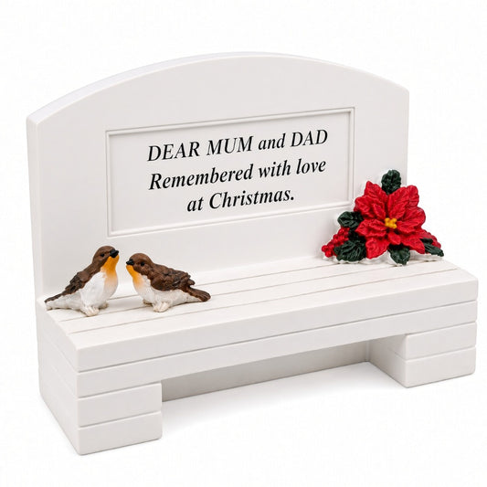 Mum and Dad robin graveside memorial plaque ornament