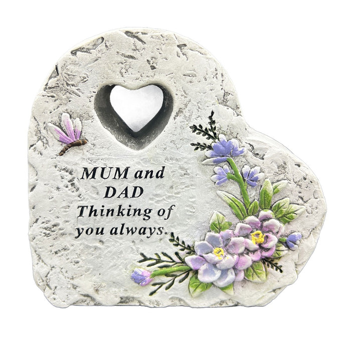 Special Mum and Dad Graveside Memorial Heart Flower Dragonfly Grave Plaque Ornament Decoration