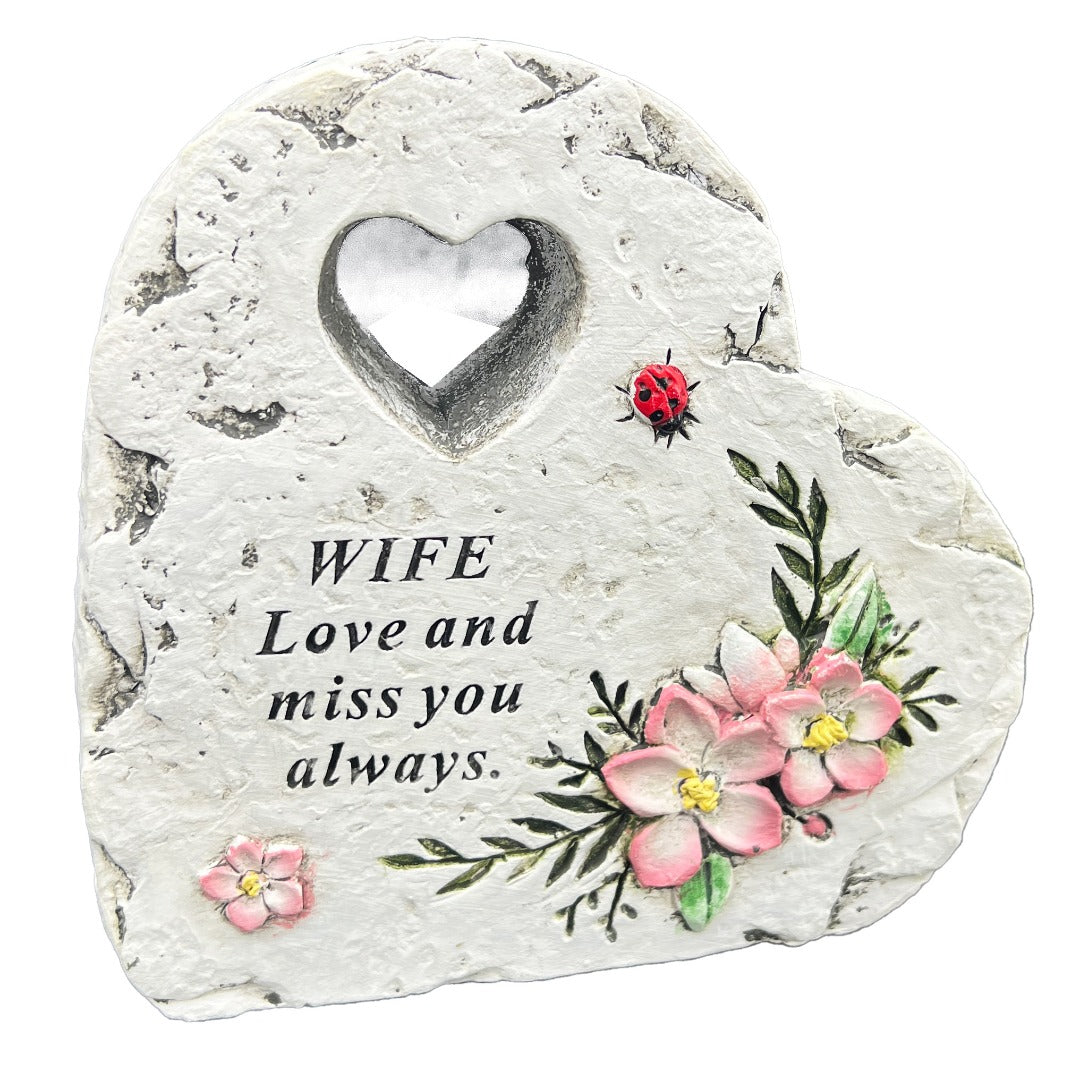 Special Wife Graveside Memorial Love Heart Flower Ladybird Grave Plaque Ornament Decoration