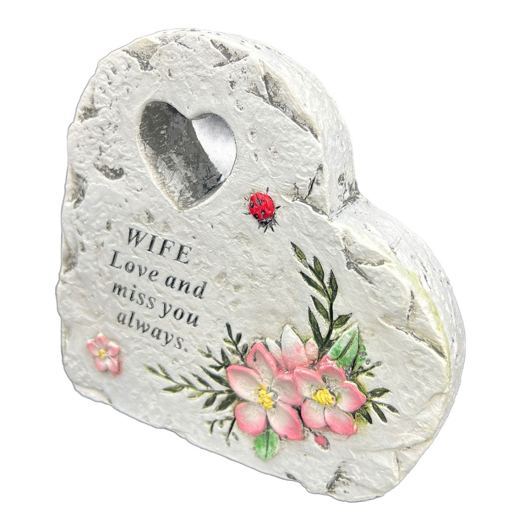 Special Wife Graveside Memorial Love Heart Flower Ladybird Grave Plaque Ornament Decoration
