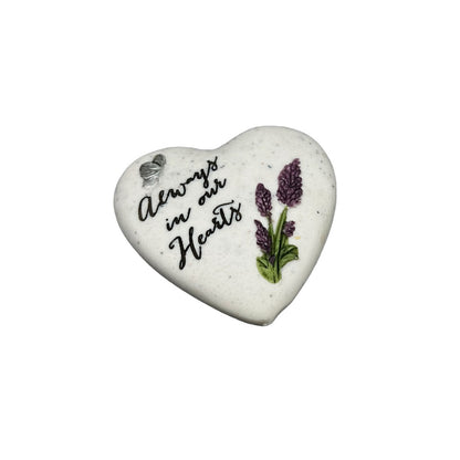 Always In Our Hearts Butterfly Mini Heart Lavender Flower Graveside Grave Memorial Ornament Plaque (7cm)
