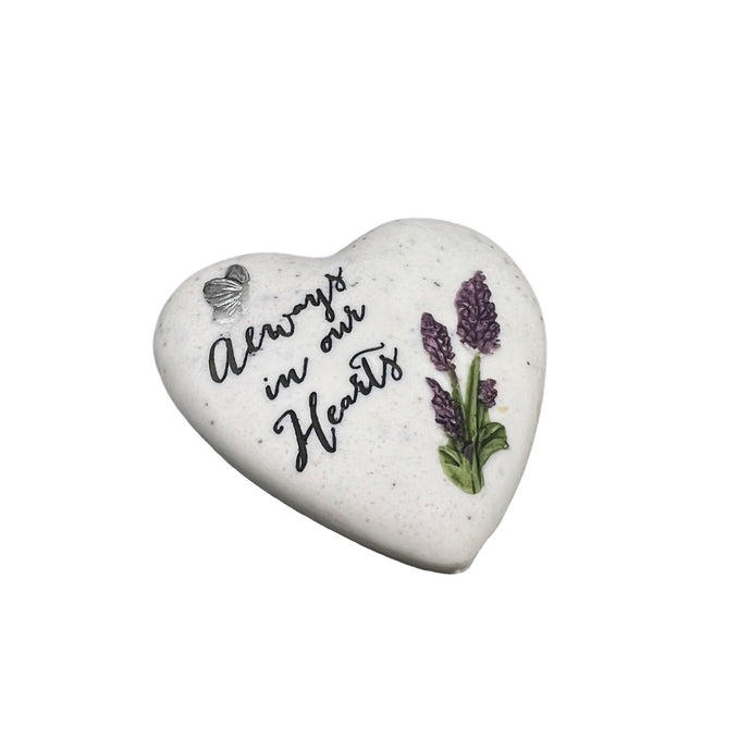 Always In Our Hearts Butterfly Mini Heart Lavender Flower Graveside Grave Memorial Ornament Plaque (7cm)