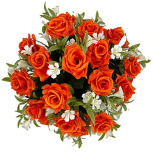 Load image into Gallery viewer, Jaffa Orange Rose Artificial Flower Graveside Pot Cemetery Memorial Arrangement Pot