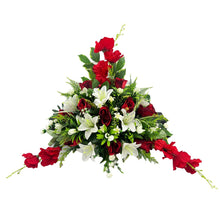 Load image into Gallery viewer, Rumo Large Red Rose Artificial Flower Graveside Cemetery Memorial Arrangement