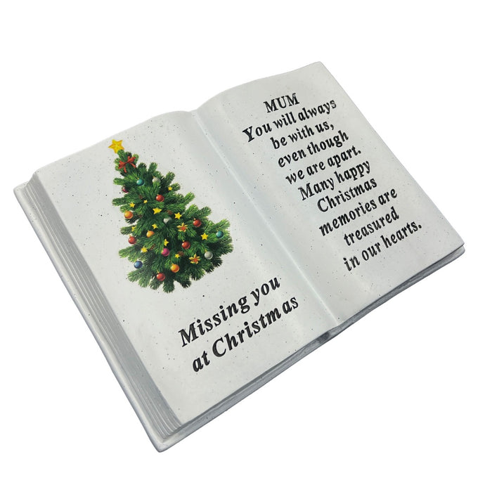 Special Mum Christmas Tree Memorial Book Plaque With Verse Missing you at Christmas