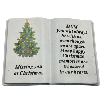 Special Mum Christmas Tree Memorial Book Plaque With Verse Missing you at Christmas
