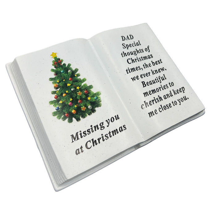 Special Dad Christmas Tree Memorial Book Plaque With Verse Missing you at Christmas