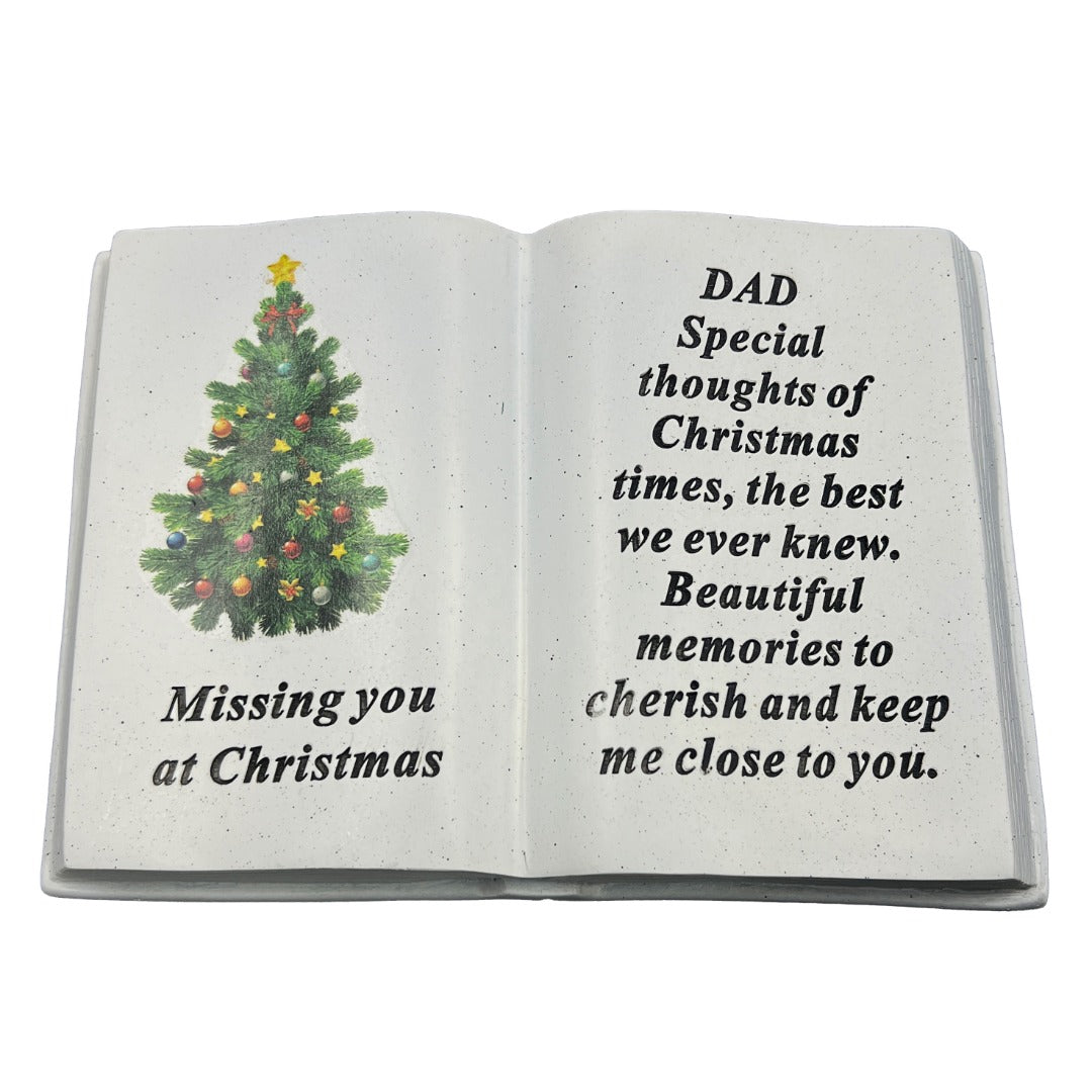 Special Dad Christmas Tree Memorial Book Plaque With Verse Missing you at Christmas
