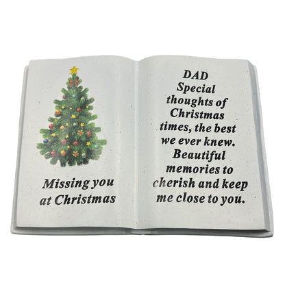 Special Dad Christmas Tree Memorial Book Plaque With Verse Missing you at Christmas