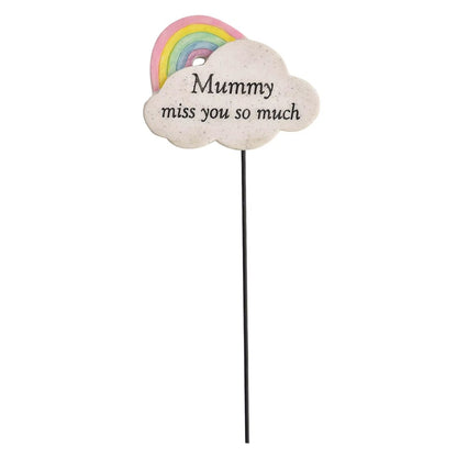 Mummy Miss You Rainbow Memorial Tribute Stick Graveside Grave Plaque Stake