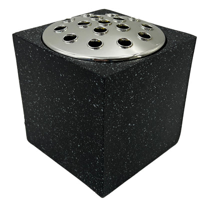 Black Speckled With Silver Lid Memorial Graveside Flower Vase Funeral Rose Bowl