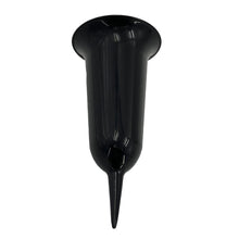 Load image into Gallery viewer, Set of 2 Plain Black Fluted Spiked Memorial Grave Cemetery Garden Plastic Spike Flower Containers Vases
