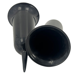 Set of 2 Plain Black Fluted Spiked Memorial Grave Cemetery Garden Plastic Spike Flower Containers Vases