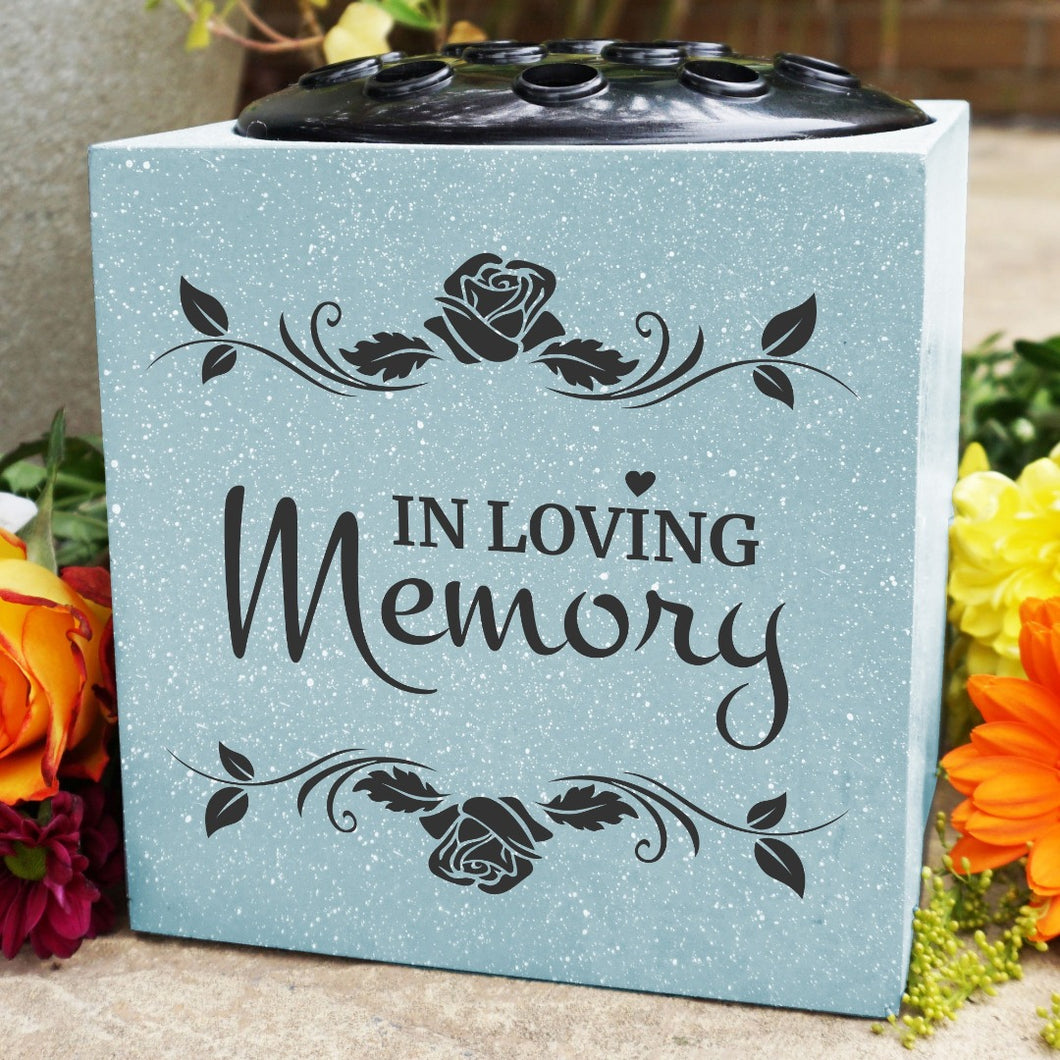 Grey In Loving Memory Rose Memorial Graveside Grave Flower Bowl Vase Pot