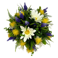 Load image into Gallery viewer, Paddy Daisy Lavender Artificial Flower Graveside Cemetery Memorial Arrangement Pot