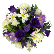 Load image into Gallery viewer, Gracey Purple Rose Lily Orchid Carnation Artificial Flower Graveside Cemetery Memorial Arrangement Pot