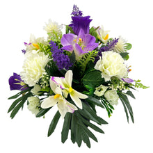 Load image into Gallery viewer, Gracey Purple Rose Lily Orchid Carnation Artificial Flower Graveside Cemetery Memorial Arrangement Pot