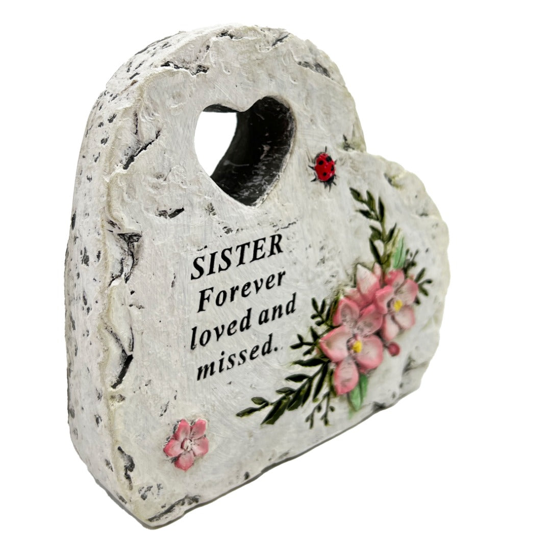 Special Sister Graveside Memorial Love Heart Flower Ladybird Grave Plaque Ornament Decoration