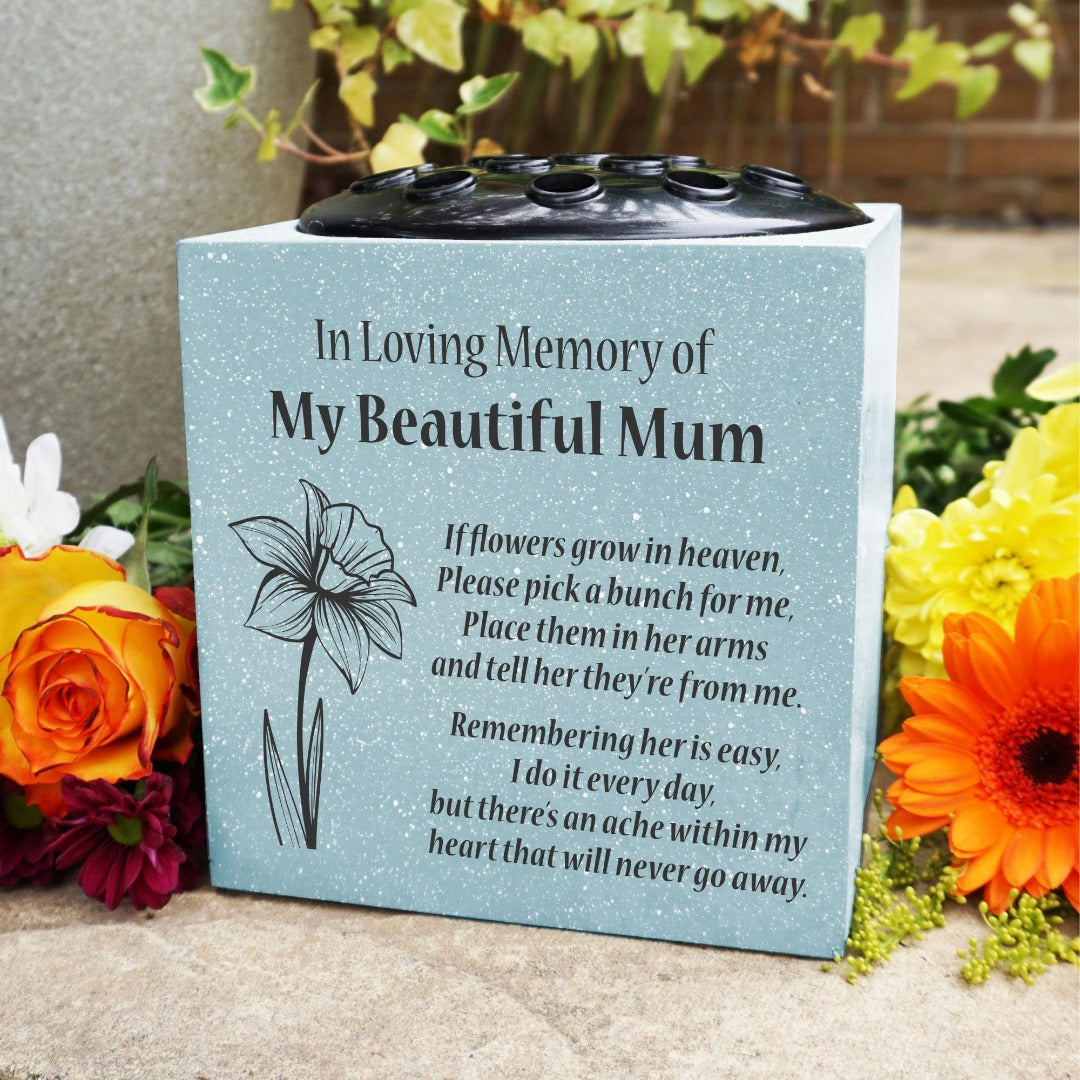 Grey Beautiful Mum Daffodil If Flowers Grow In Heaven Memorial Grave Side Flower Vase Pot