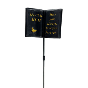 Special Mum Miss You Always Memorial Tribute Stick Graveside Butterfly Black Book Plaque